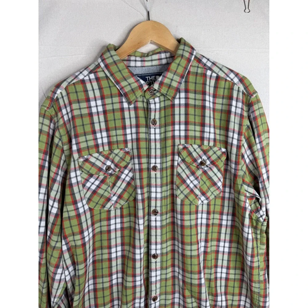 The North Face Men's Plaid Long Sleeve Button Down Shirt size XL Green/White